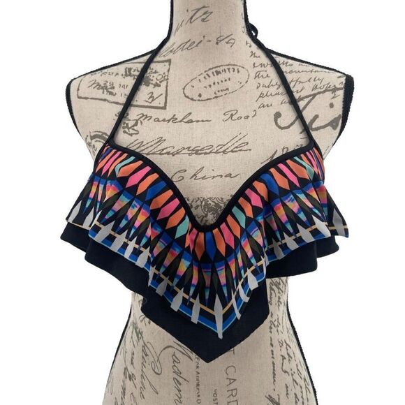 PINK Victoria's Secret Other - ‎Victoria’s Secret Pink Ruffle Swimsuit Top Medium Multicolor